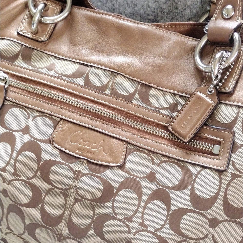 🤎 Y2K Coach Penelope Metallic Copper Signature XL Shopper Shoulder Tote Bag - Picture 3 of 13